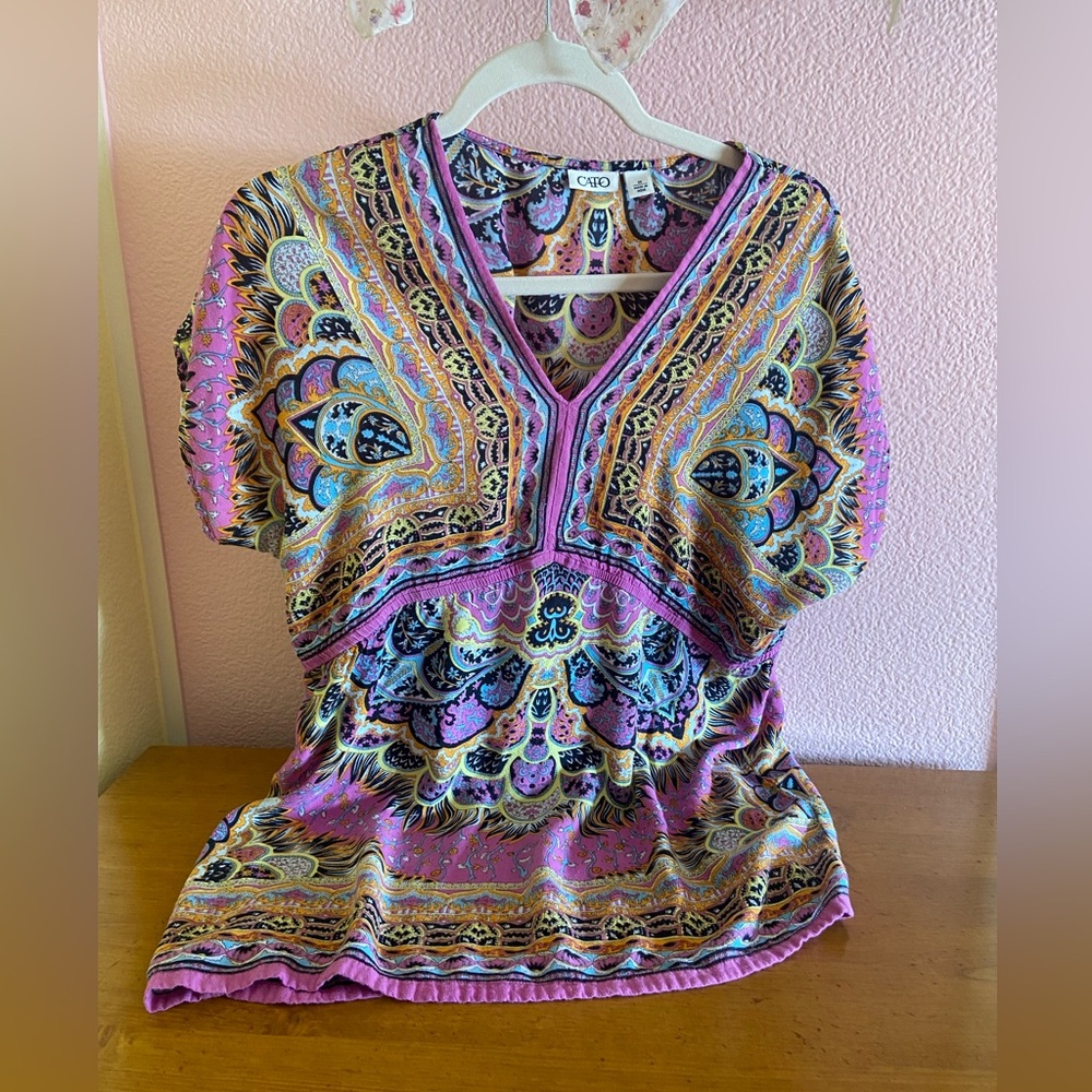 Cato Tribal Tunic Purple Black Yellow Multi size M Women’s